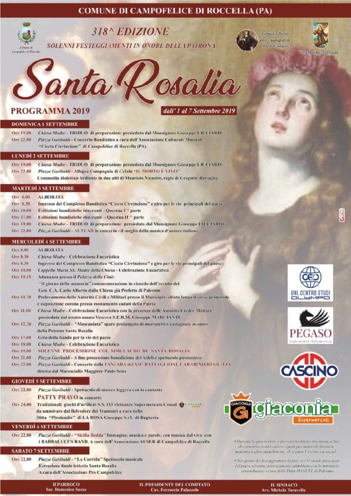 Santa Rosalia 2019 Programma